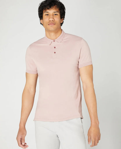Mauve Pink Textured Collar Polo Shirt Remus Uomo