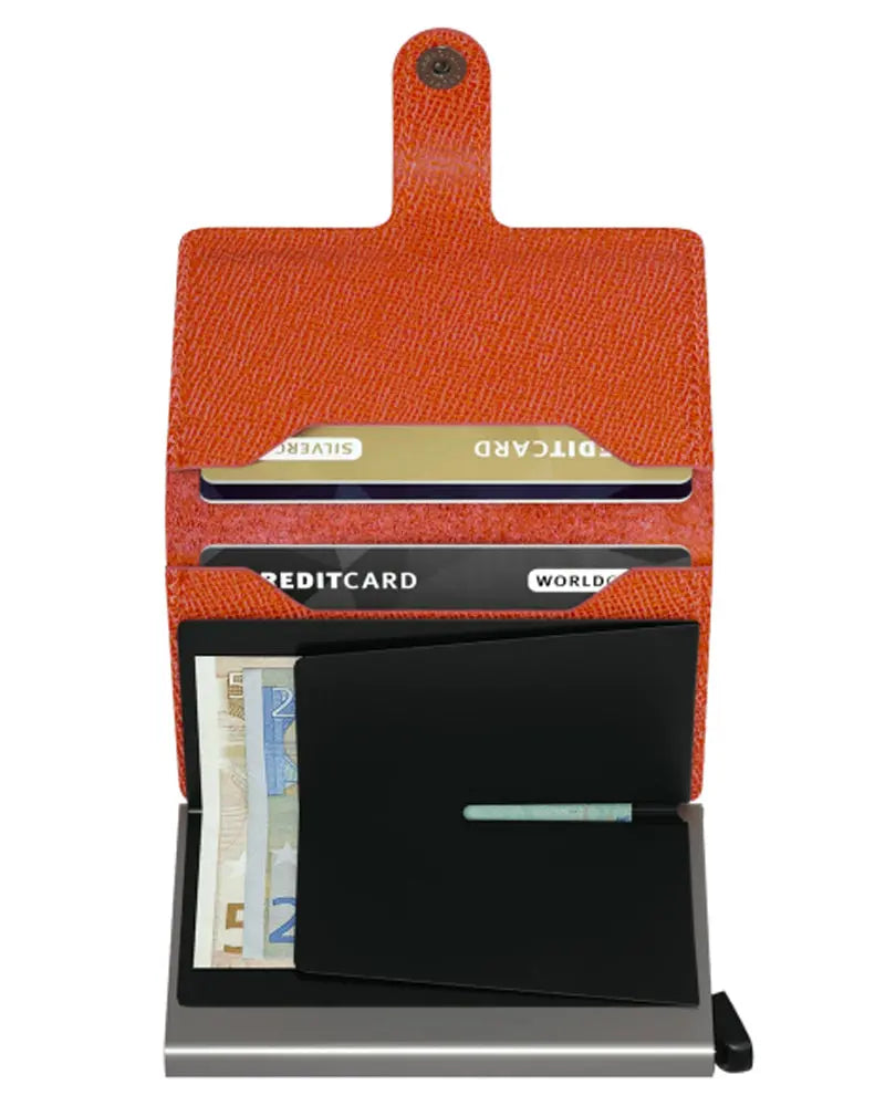 Mini Leather Wallet - Crisple Orange / Silver Secrid