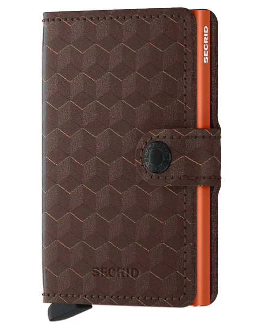 Secrid Mini Leather Wallet - Optical Brown / Orange | Woven Durham