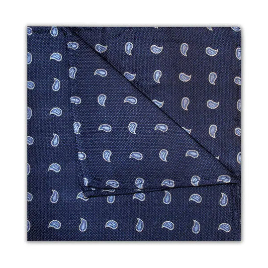 Miniature Paisley Silk Pocket Square - Navy / Blue Knightsbridge Neckwear