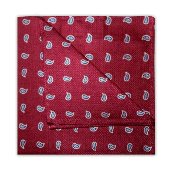 Miniature Paisley Silk Pocket Square - Red / Blue Knightsbridge Neckwear
