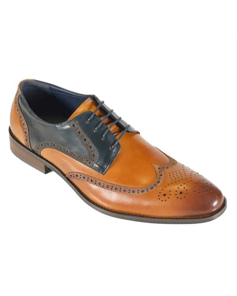 Buy Azor Missori Tan & Blue Brogues | Derby Shoess at Woven Durham