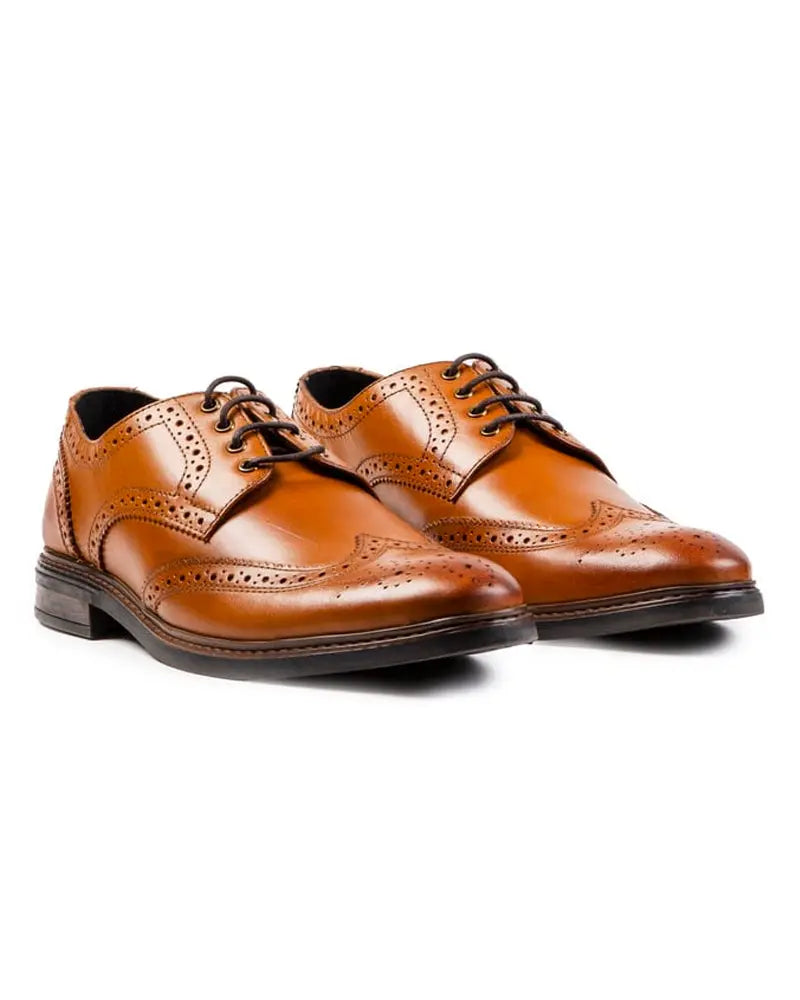 Buy Front Morrison Leather Derby Brogues - Tan | Oxford Shoess at Woven Durham