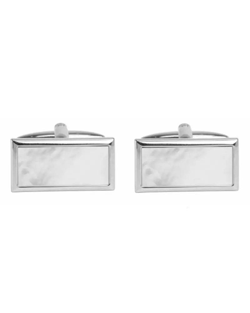 Mother of Pearl Rectangle Cufflinks - Silver Dalaco