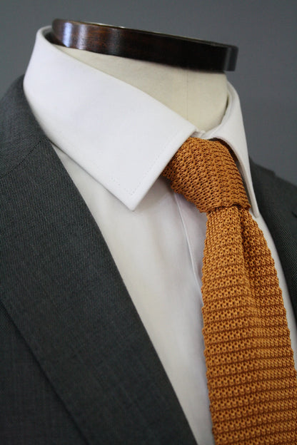 Knightsbridge Neckwear Mustard Knitted Silk Tie From Woven Durham