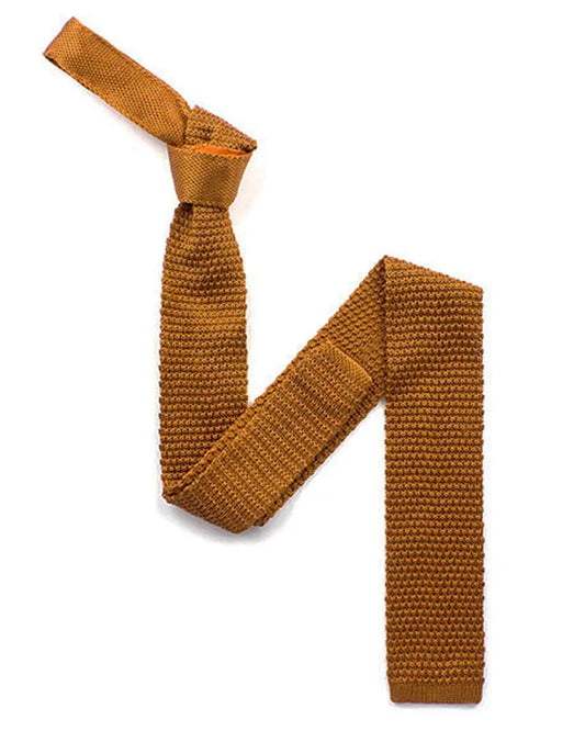 Buy Knightsbridge Neckwear Mustard Knitted Silk Tie | Knitted Tiess at Woven Durham