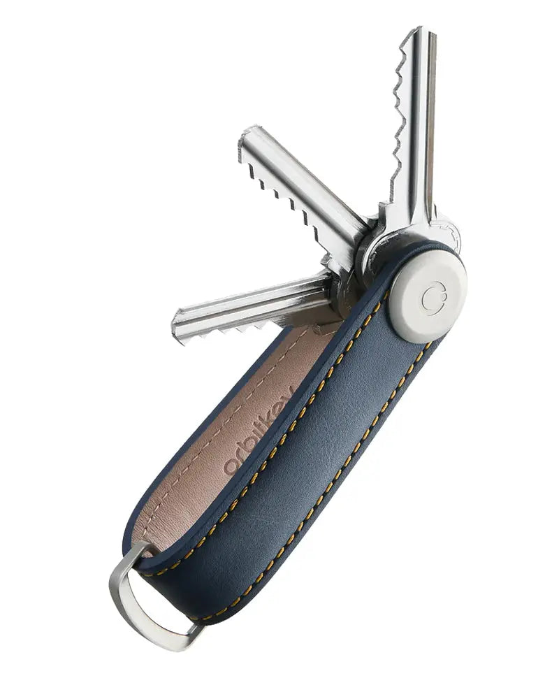 Buy Orbitkey Navy Leather With Tan Stitching Key Organiser | Keyringss at Woven Durham