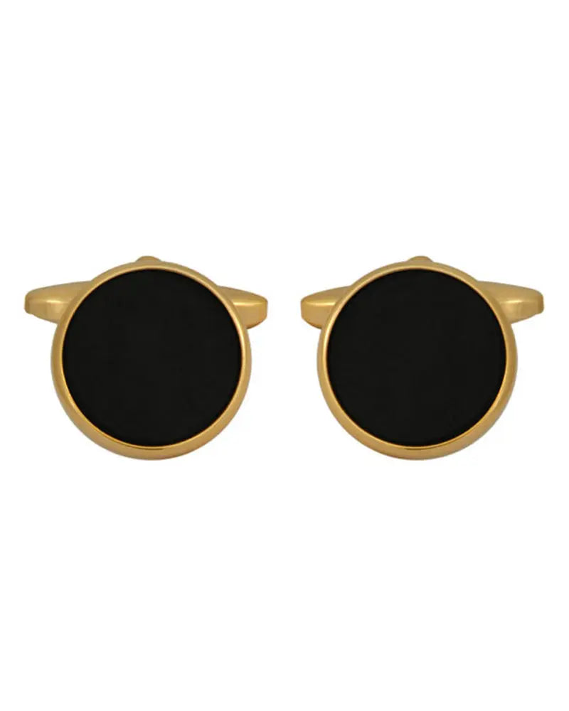 Dalaco Onyx Round Cufflinks - Gold From Woven Durham