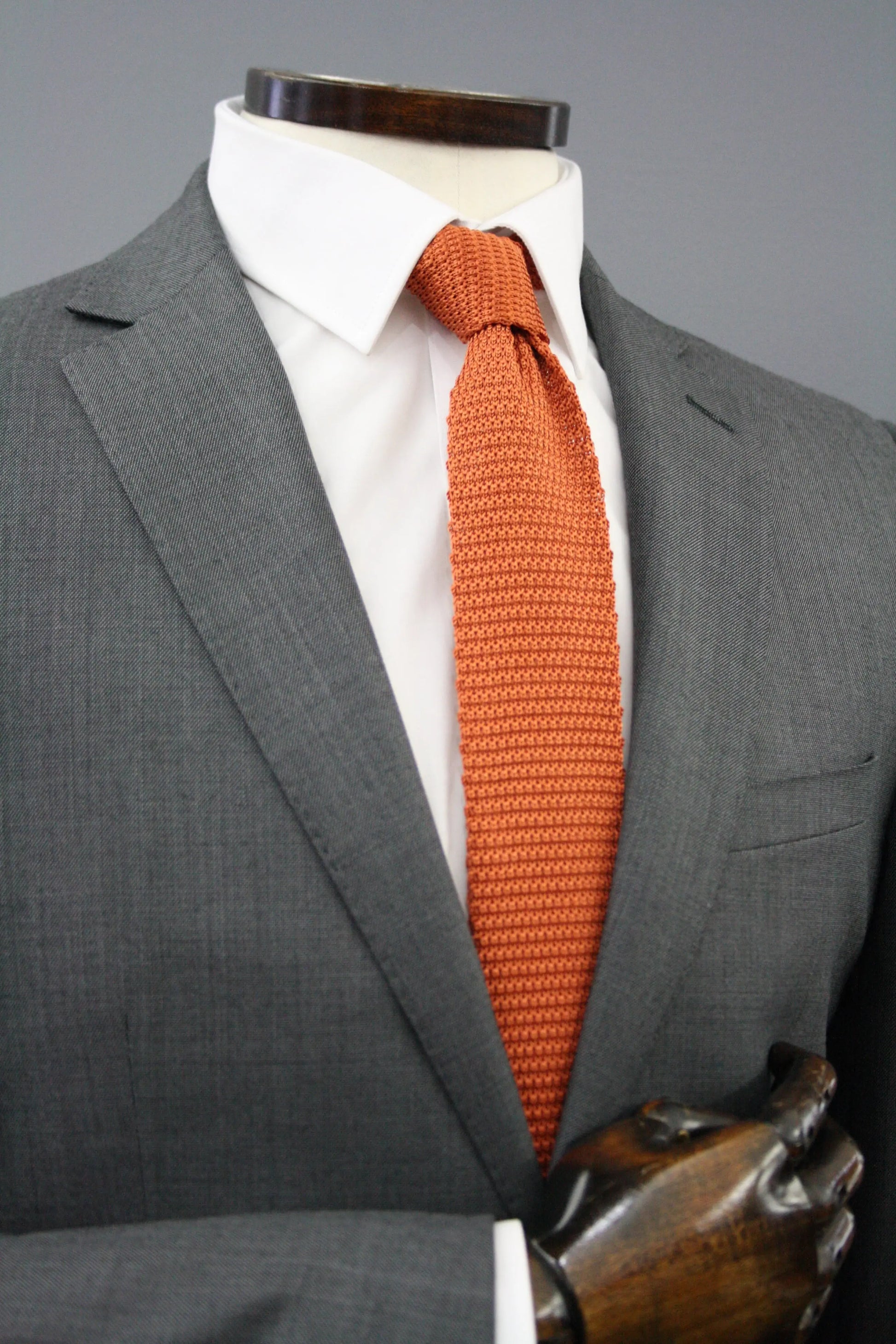 Knightsbridge Neckwear Orange Knitted Silk Tie From Woven Durham