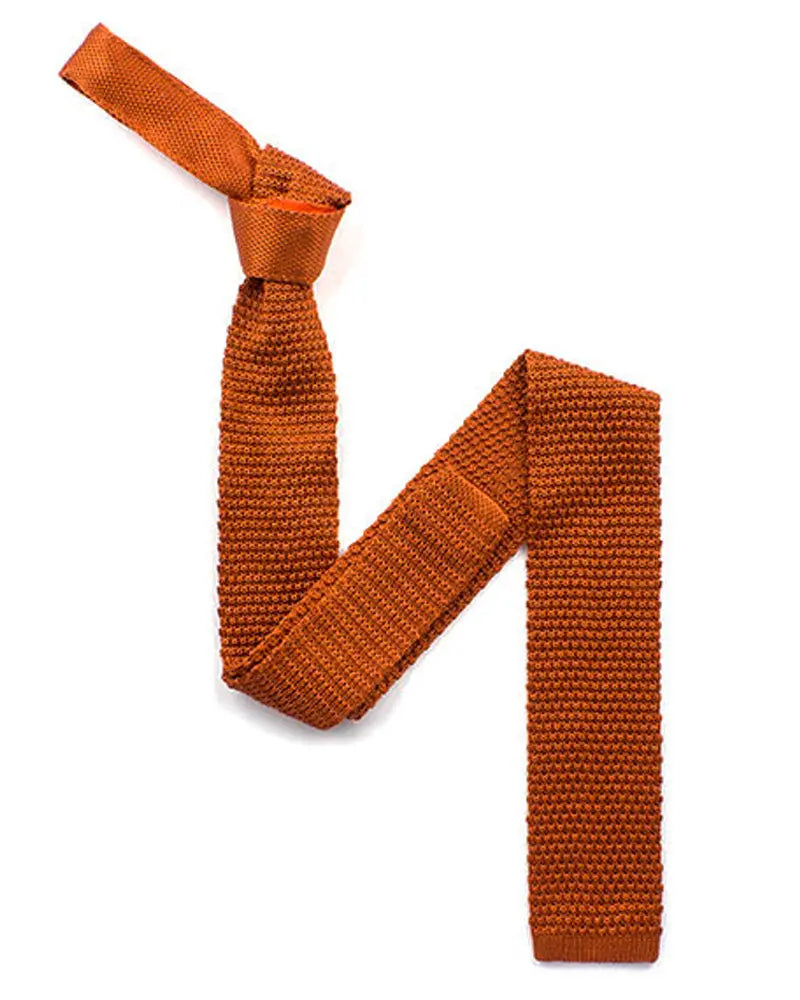 Buy Knightsbridge Neckwear Orange Knitted Silk Tie | Knitted Tiess at Woven Durham