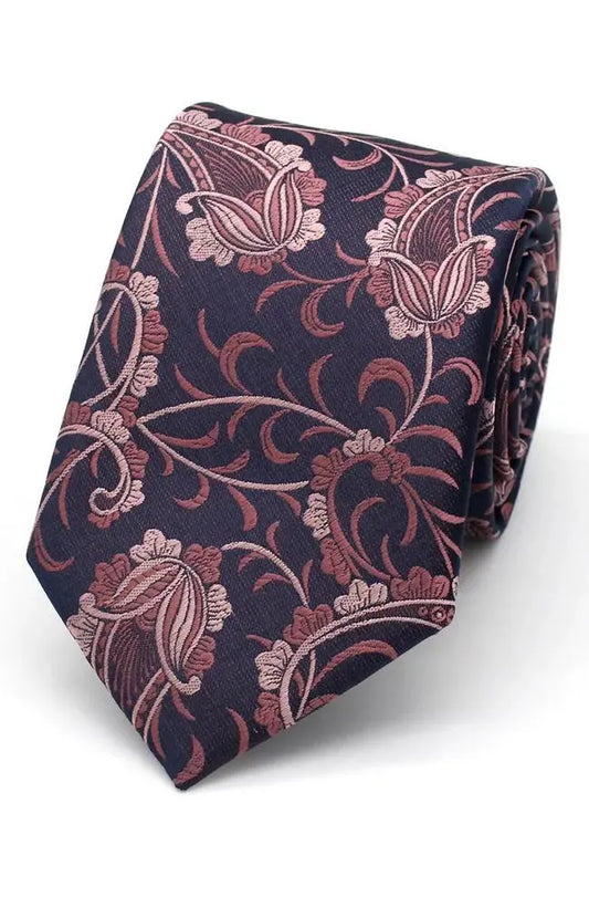 Knightsbridge Neckwear Paisley Print Silk Tie - Mauve / Purple From Woven Durham