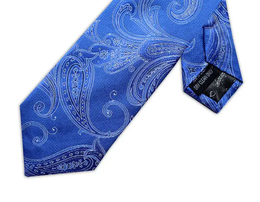 Knightsbridge Neckwear Paisley Silk Tie - Blue / White / Navy From Woven Durham