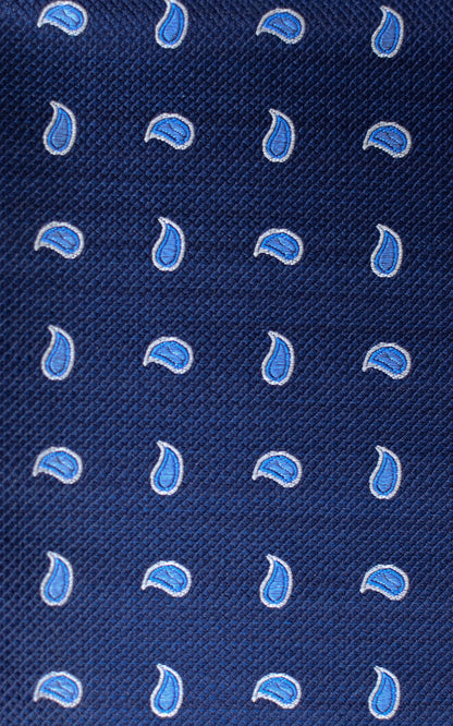 Knightsbridge Neckwear Paisley Silk Tie - Navy / Blue From Woven Durham
