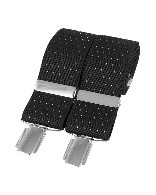 Pin-Dot Clip-On Braces - Black & White David Aster