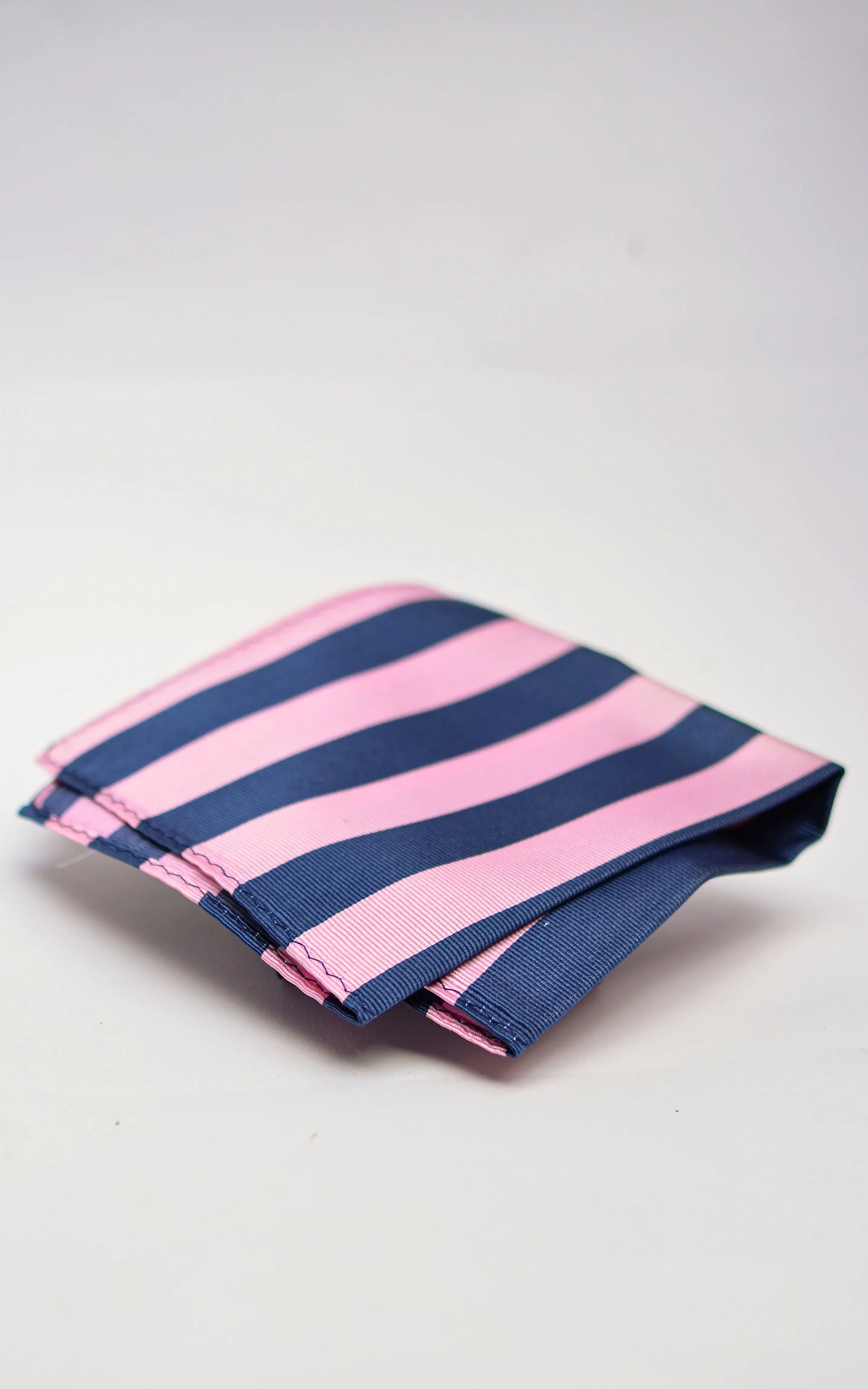 Pink & Navy Striped Silk Pocket Square Knightsbridge Neckwear