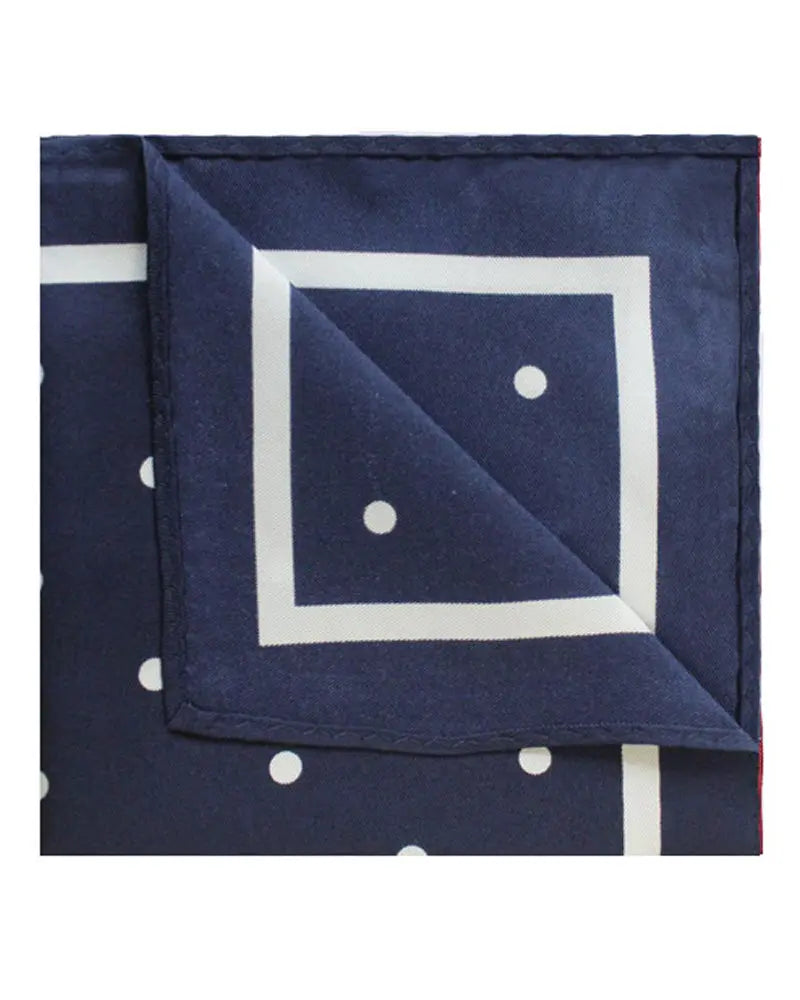 Polka Dot Box Silk Pocket Square - Navy Knightsbridge Neckwear