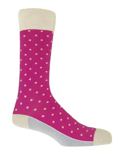Buy Peper Harow Polka Dot Cotton Socks - Fuchsia Pink / Cream | Sockss at Woven Durham
