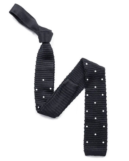 Polka Dot Knitted Silk Tie - Black Knightsbridge Neckwear