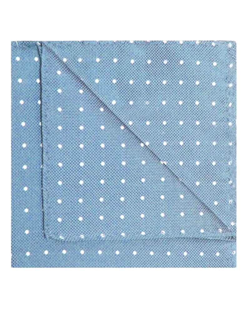 Polka Dot Woven Silk Pocket Square - Powder Blue Knightsbridge Neckwear
