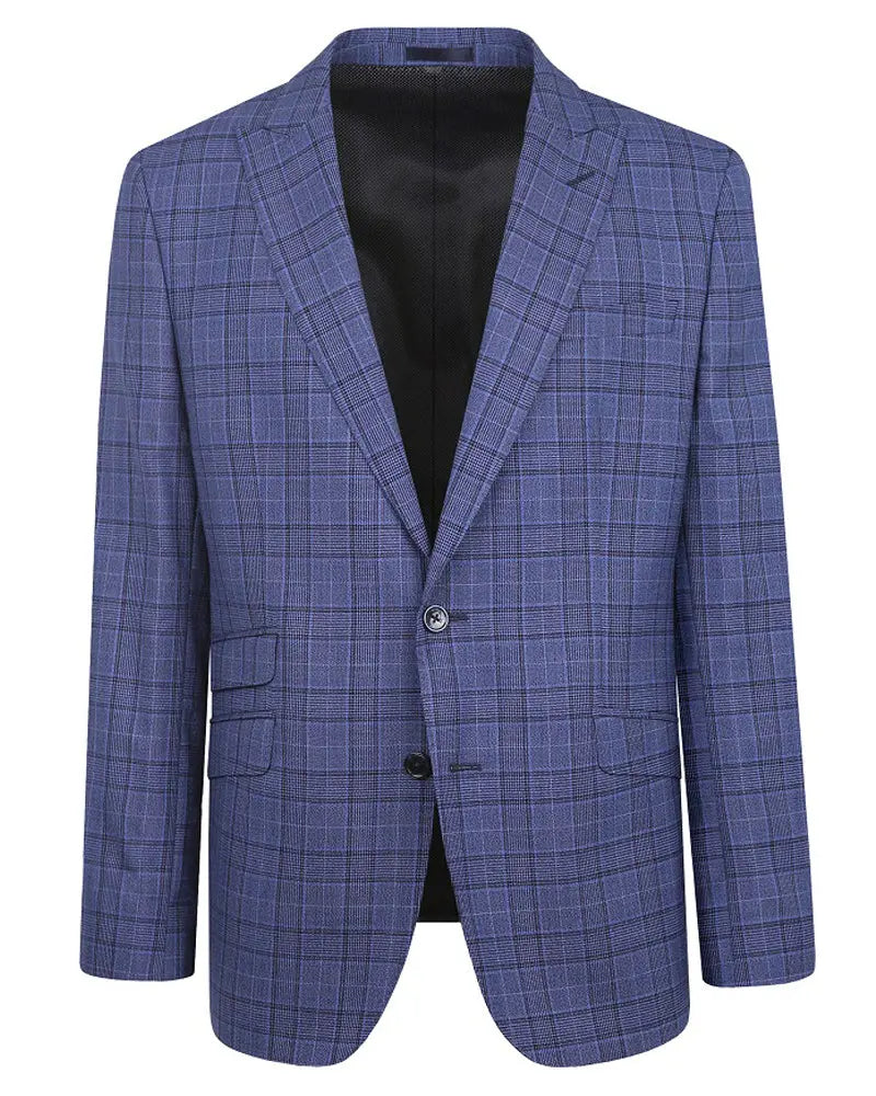 Torre Prince Of Wales Check Suit Jacket - Navy / Blue From Woven Durham