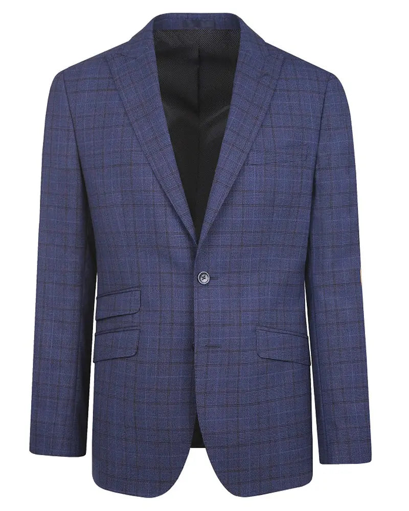 Torre Prince Of Wales Check Suit Jacket - Navy / Purple From Woven Durham