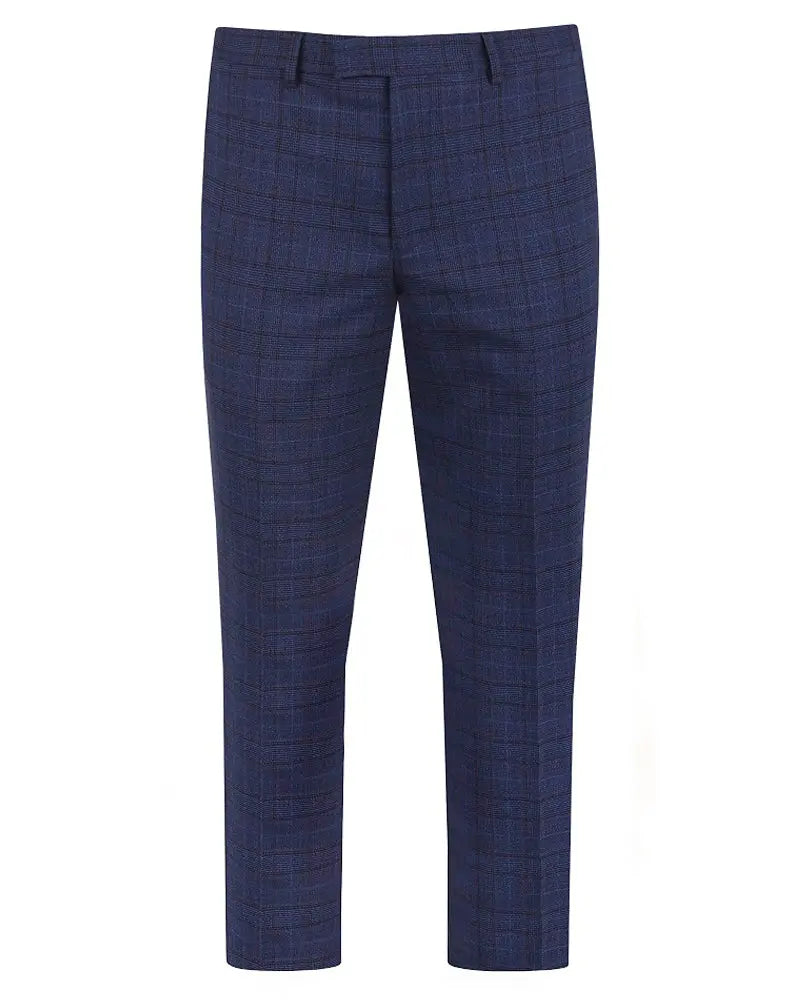 Torre Prince Of Wales Check Suit Trousers - Navy / Purple From Woven Durham