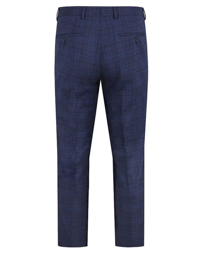 Torre Prince Of Wales Check Suit Trousers - Navy / Purple From Woven Durham
