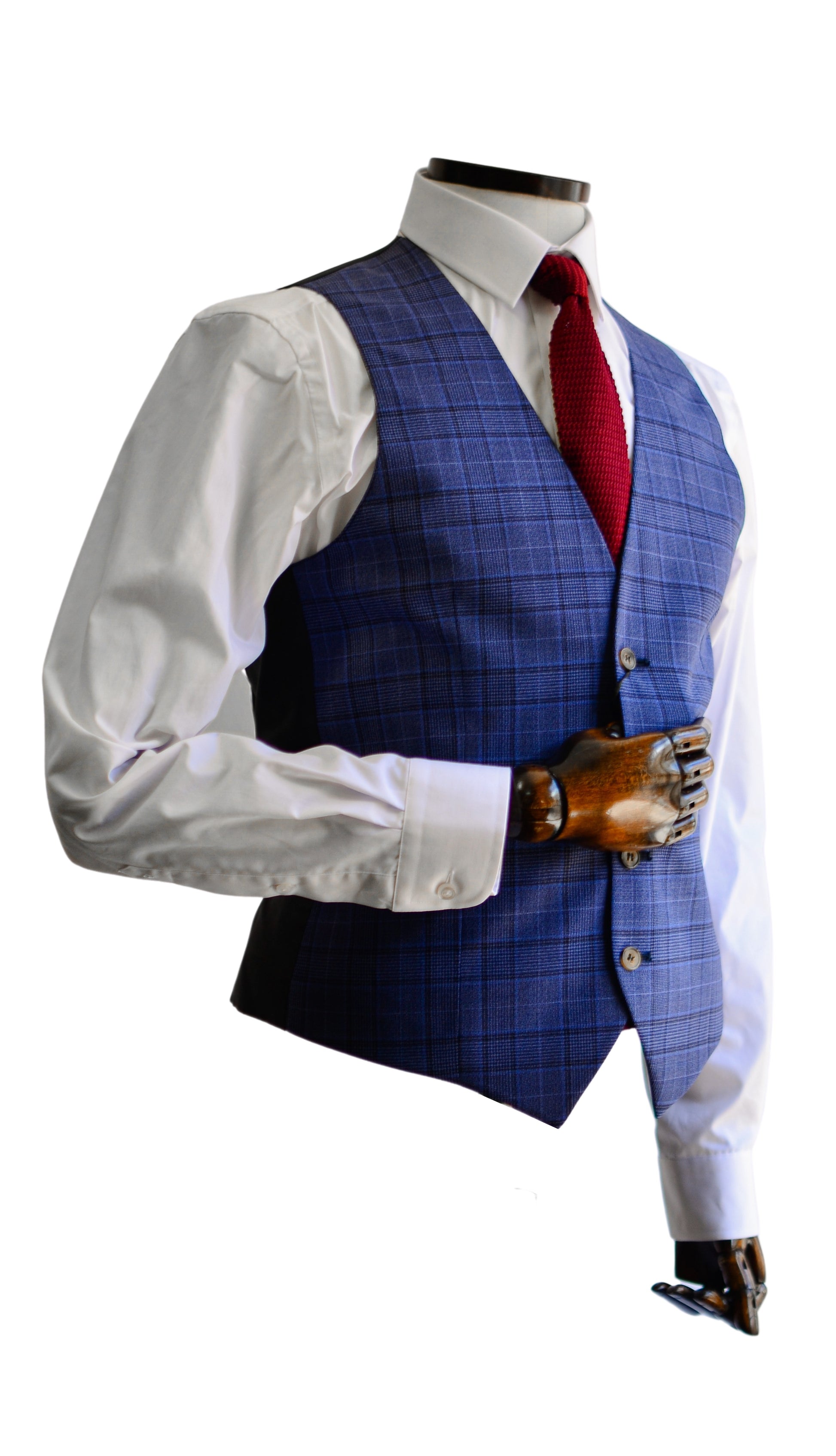 Torre Prince Of Wales Check Suit Waistcoat - Navy / Blue From Woven Durham