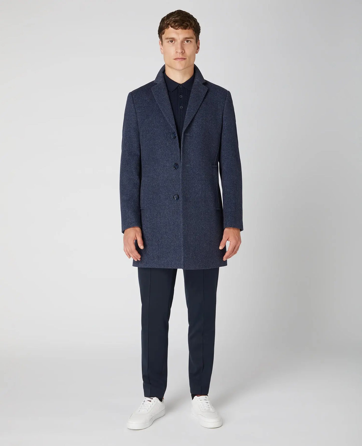 Remus Uomo Quinn Blue Twill Overcoat From Woven Durham
