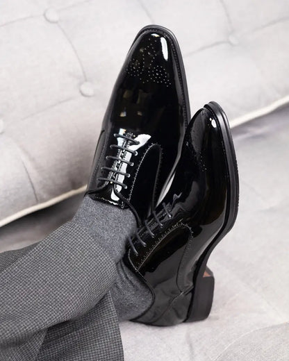 Buy Azor Ricardo Semi Brogue Derby Shoes - Black | Oxford Shoess at Woven Durham