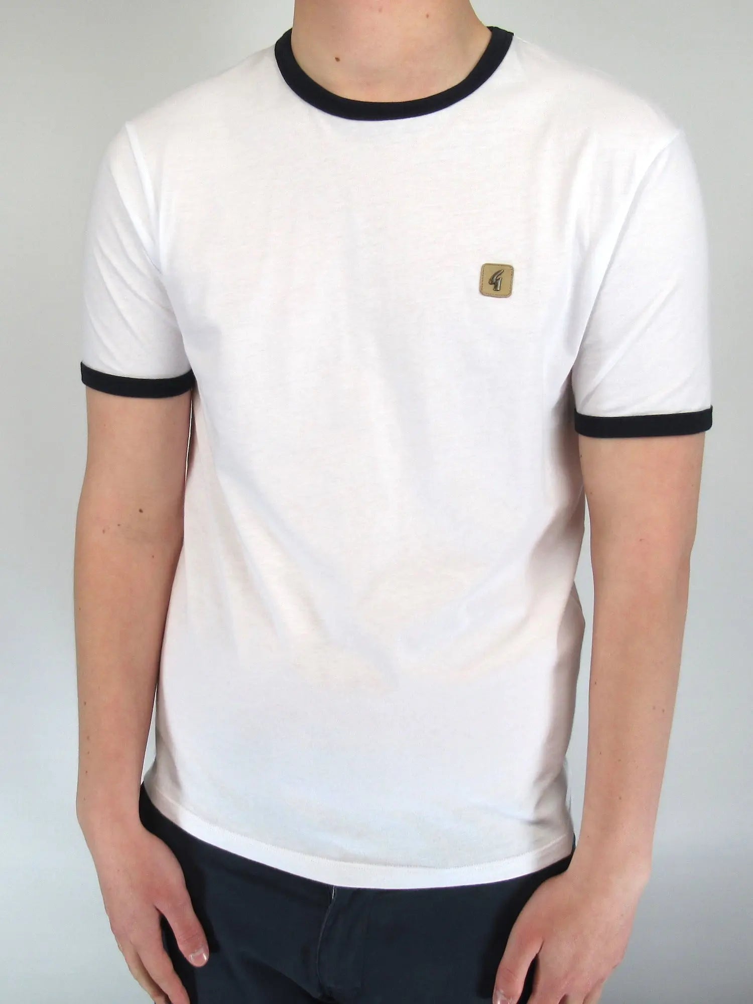 Gabicci Vintage Ringer White With Navy Trim T-Shirt From Woven Durham