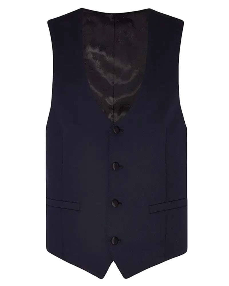 Remus Uomo Rocco Dinner Suit Waistcoat - Navy From Woven Durham