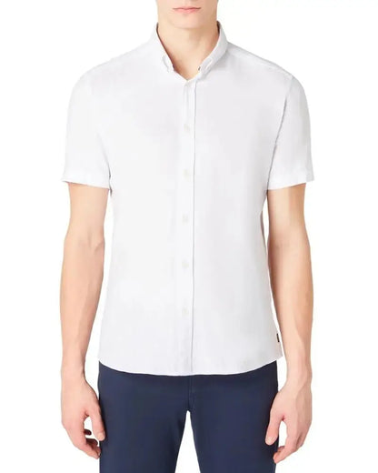 Buy Remus Uomo Rome Linen Blend Short Sleeve Shirt - White | Short-Sleeved Shirtss at Woven Durham