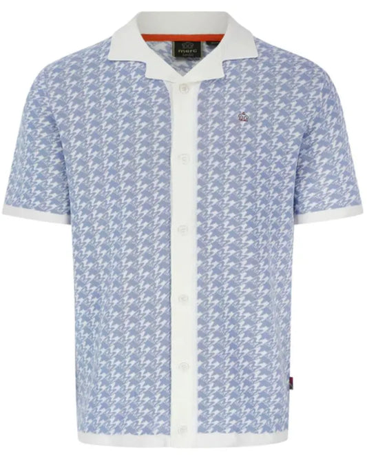 Buy Merc London Runcton Knitted Polo - Dusty Blue | Short-Sleeved Polo Shirtss at Woven Durham