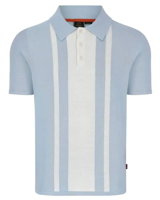 Buy Merc London Ruthin Knitted Polo - Sky | Short-Sleeved Polo Shirtss at Woven Durham