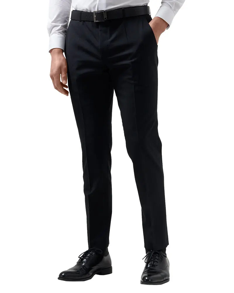 Remus Uomo Santi Suit Trouser - Black From Woven Durham