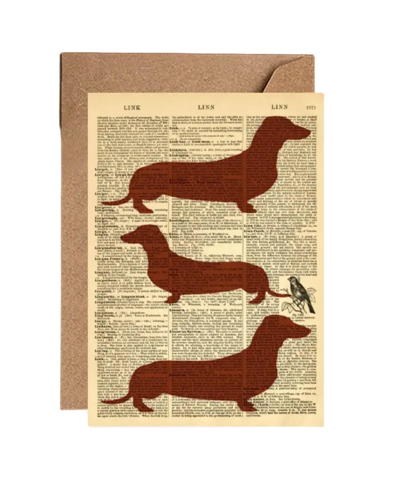 WeAct Company Sausage Dog Dictionary Blank Greetings Woven Durham