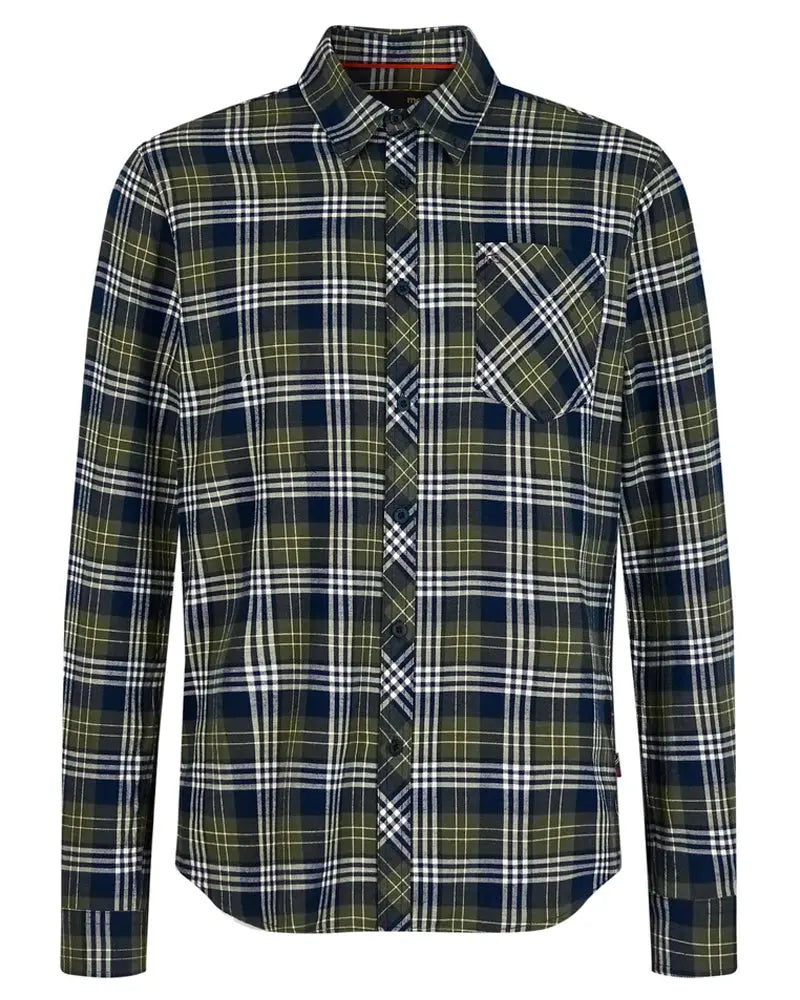 Shaler Check Shirt - Khaki / Navy Merc London