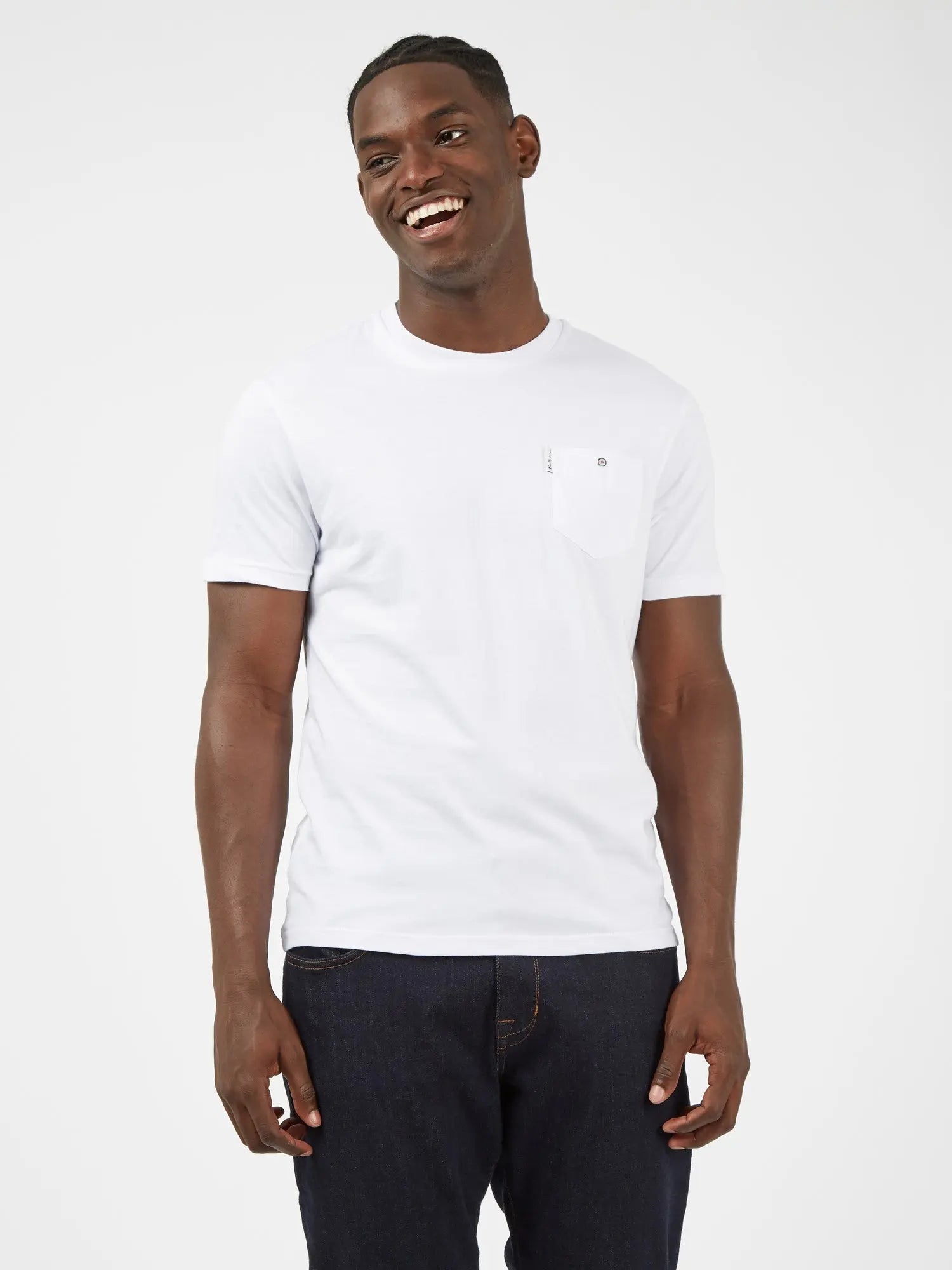 Ben Sherman Signature Tee in White with Chest Pocket From Woven Durham