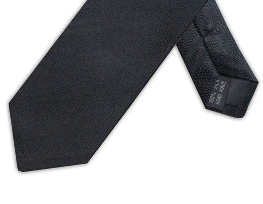 Knightsbridge Neckwear Zig Zag Silk Tie - Black From Woven Durham