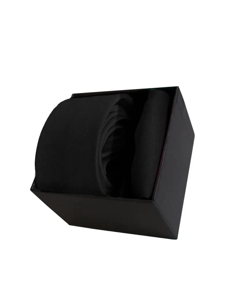 Skinny Silk Tie & Pocket Square Gift Set - Black Knightsbridge Neckwear