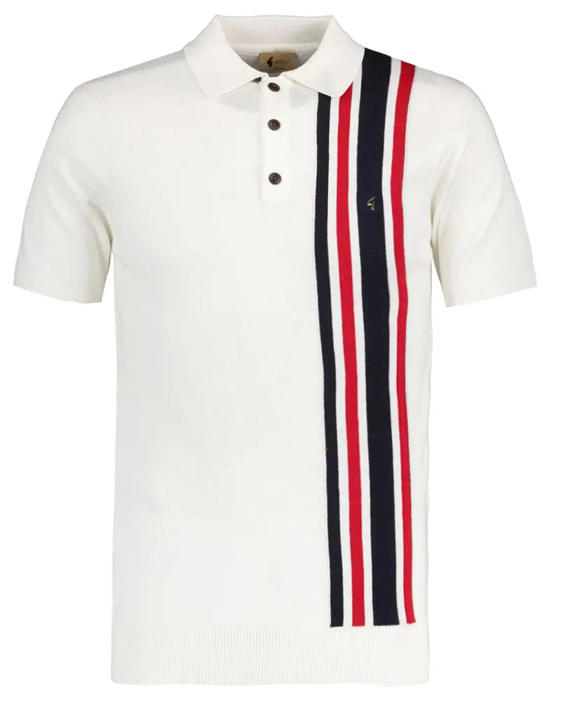 Buy Gabicci Vintage Soda 3-Button Knitted Polo Shirt - White | Short-Sleeved Polo Shirtss at Woven Durham