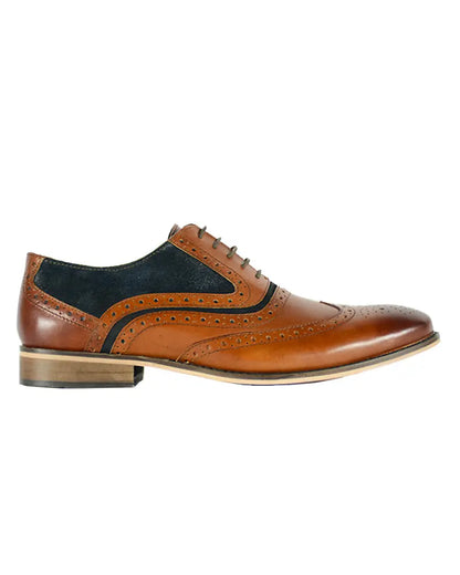 Buy Front Spencer Oxford Leather Brogues - Tan / Navy | Oxford Shoess at Woven Durham