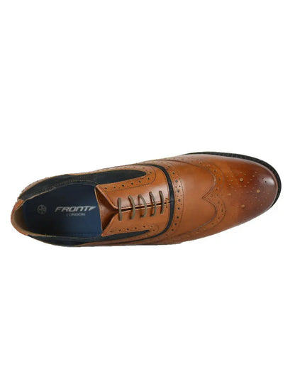 Buy Front Spencer Oxford Leather Brogues - Tan / Navy | Oxford Shoess at Woven Durham