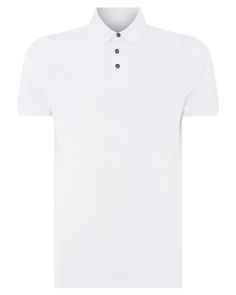 Remus Uomo Stretch Polo Shirt - White From Woven Durham