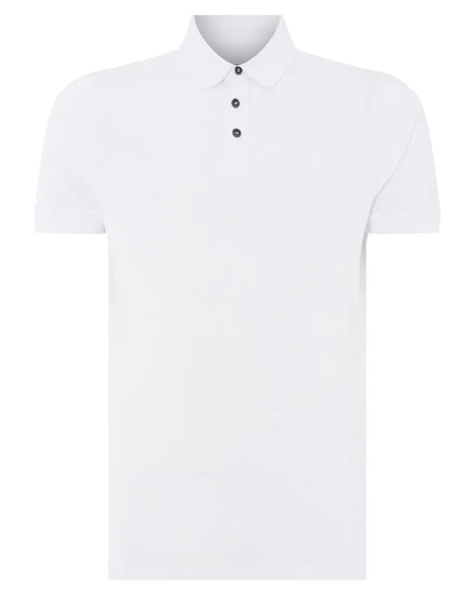 Remus Uomo Stretch Polo Shirt - White From Woven Durham