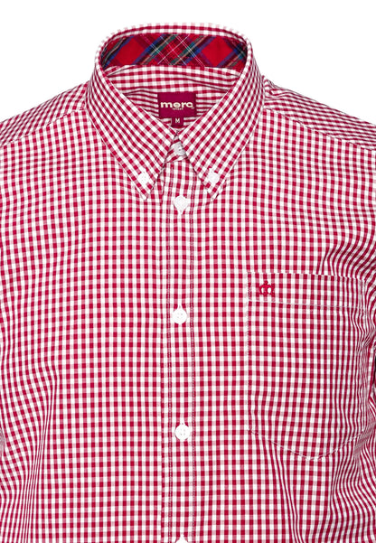 Merc London Terry Gingham Short Sleeve Shirt - Red / White From Woven Durham