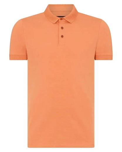 Buy Remus Uomo Textured Collar Polo Shirt - Orange | Short-Sleeved Polo Shirtss at Woven Durham