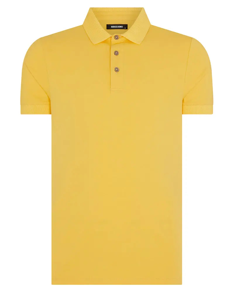 Textured Collar Polo Shirt - Yellow Remus Uomo