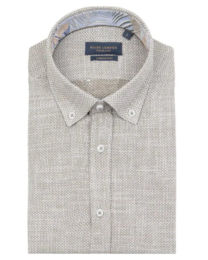 Buy Guide London Textured Short Sleeve Shirt - Sage Green | Short-Sleeved Shirtss at Woven Durham